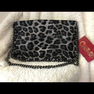 NWT Carlos Santana grey leopard purse